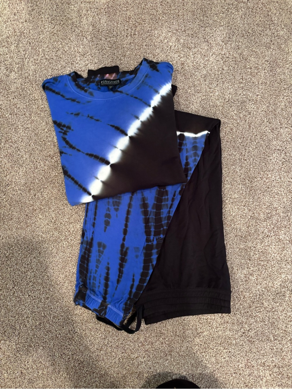 P.J. Salvage Blue Black Tie-Dye Track Jogger Set